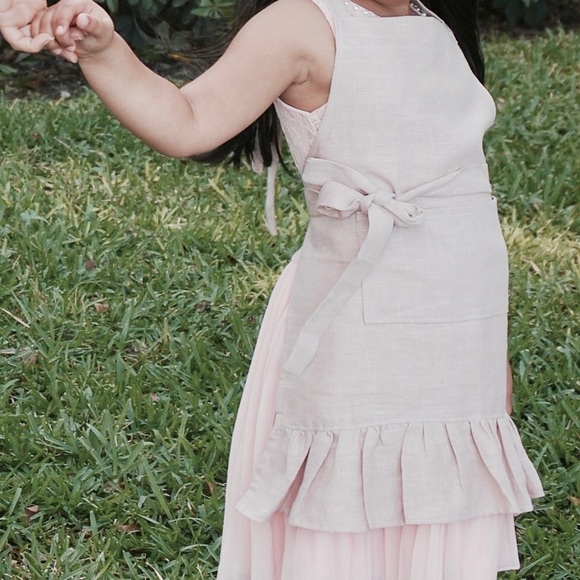 French linen mommy and me blush aprons new cute - Picture 4 of 6